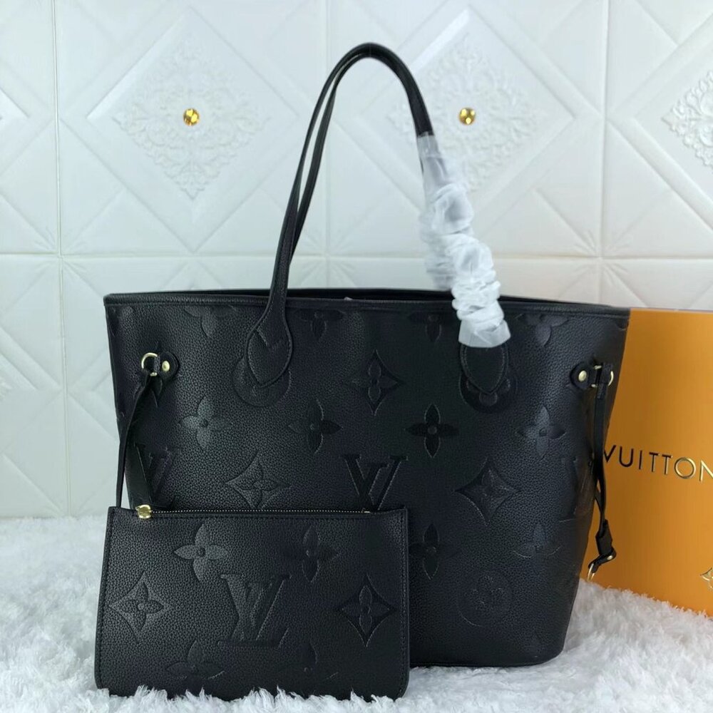 Louis Vuitton LV NEVERFULL Tourterelle Black Totes Bags